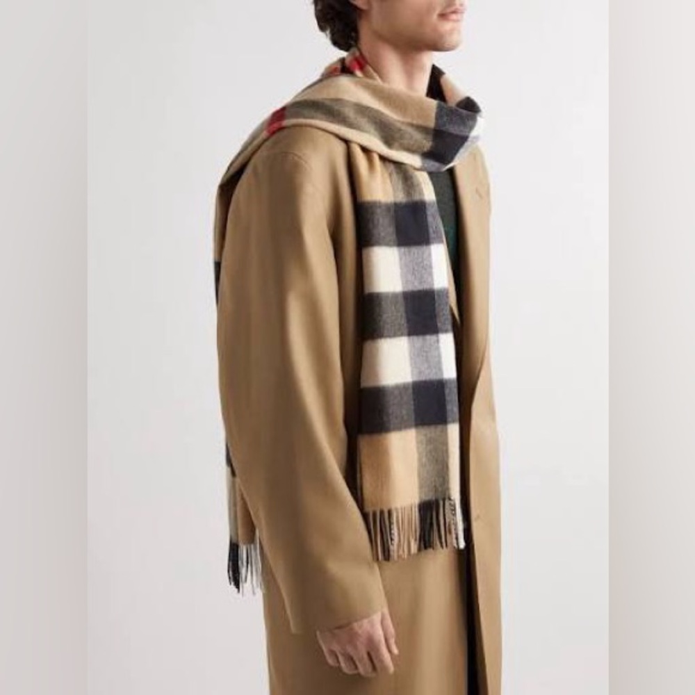 NEW XL BURBERRY LONDON 2025 Half Mega Giant Check Cashmere Scarf Shawl Wrap